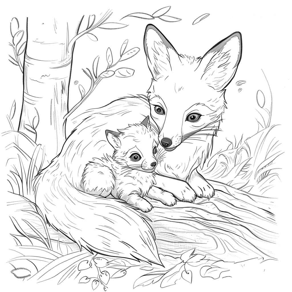 Desenho de Raposas para imprimir