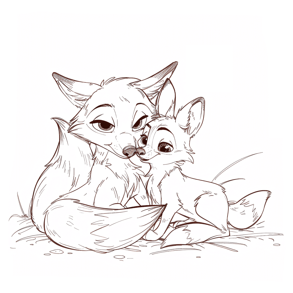 Desenho de Raposas para imprimir
