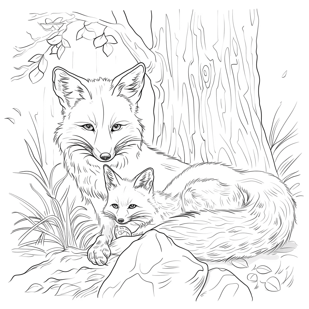 Desenho de Raposas para imprimir