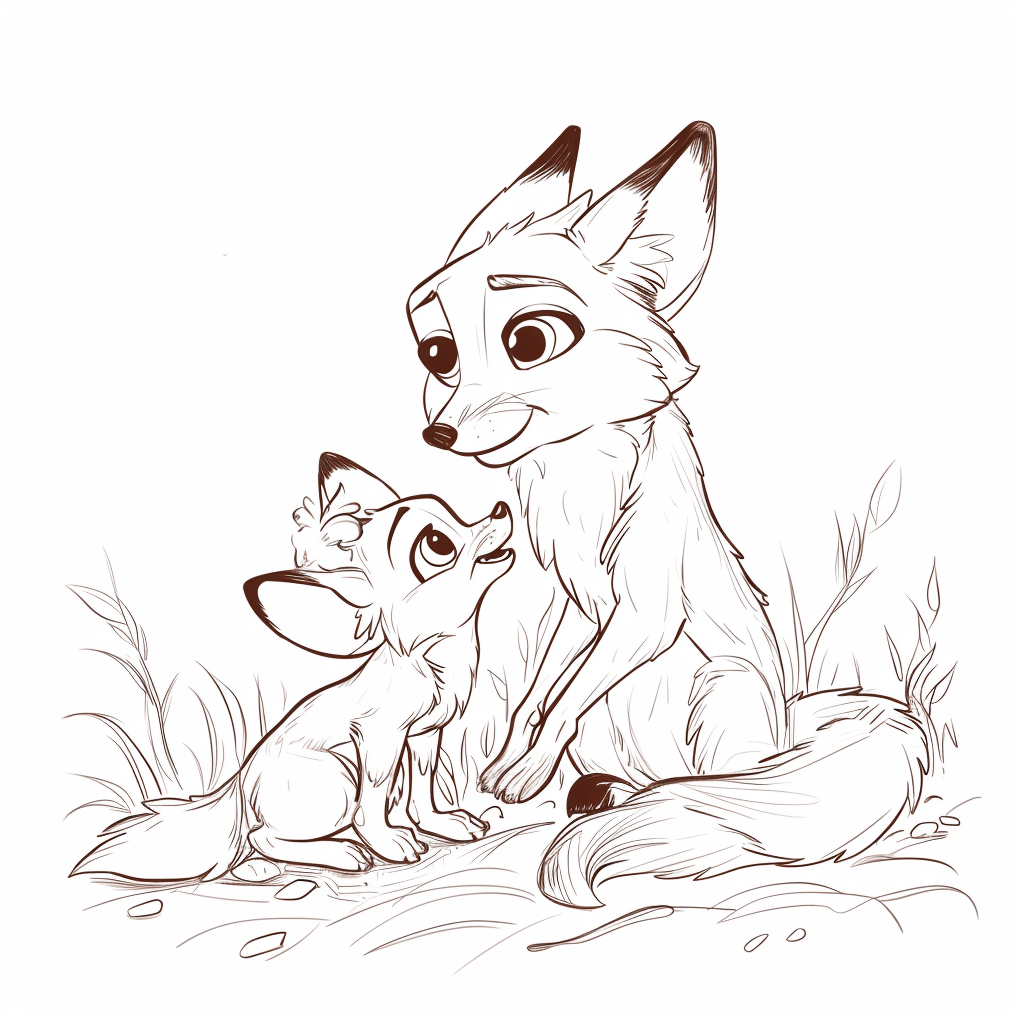 Desenho de Raposas para imprimir