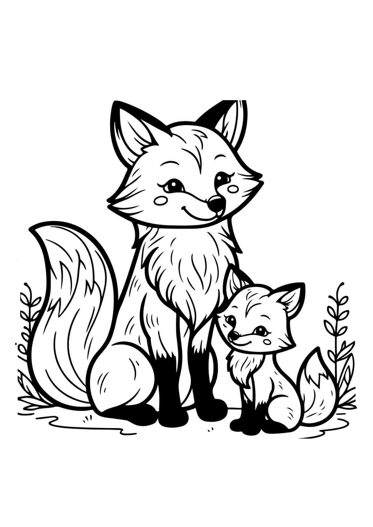 Desenho de Raposas para imprimir
