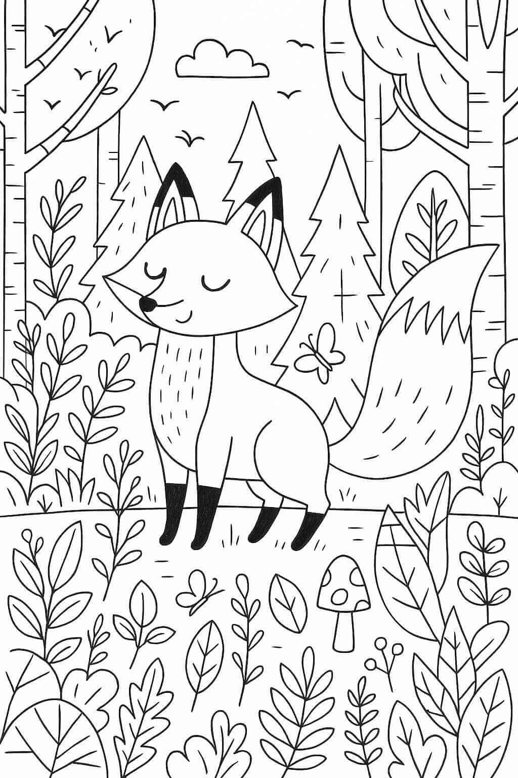 Desenho de Raposas para imprimir