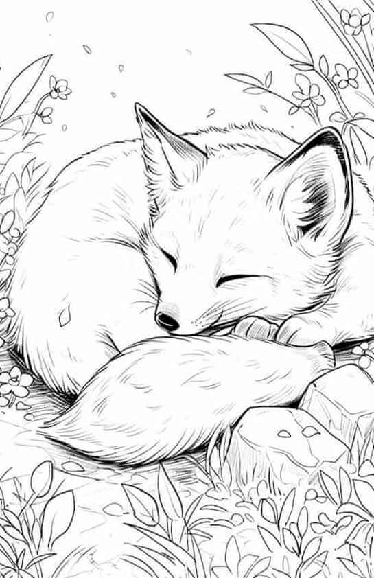 Desenho de Raposas para imprimir