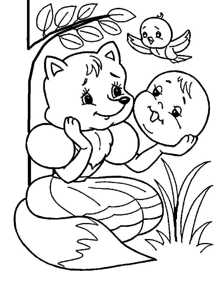 Desenho de Raposas para imprimir