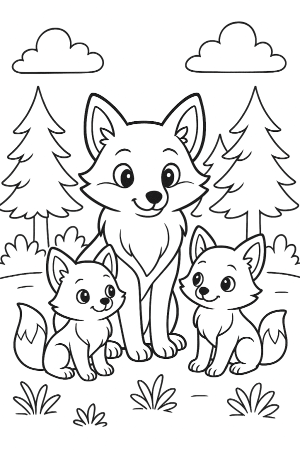 Desenho de Raposas para imprimir