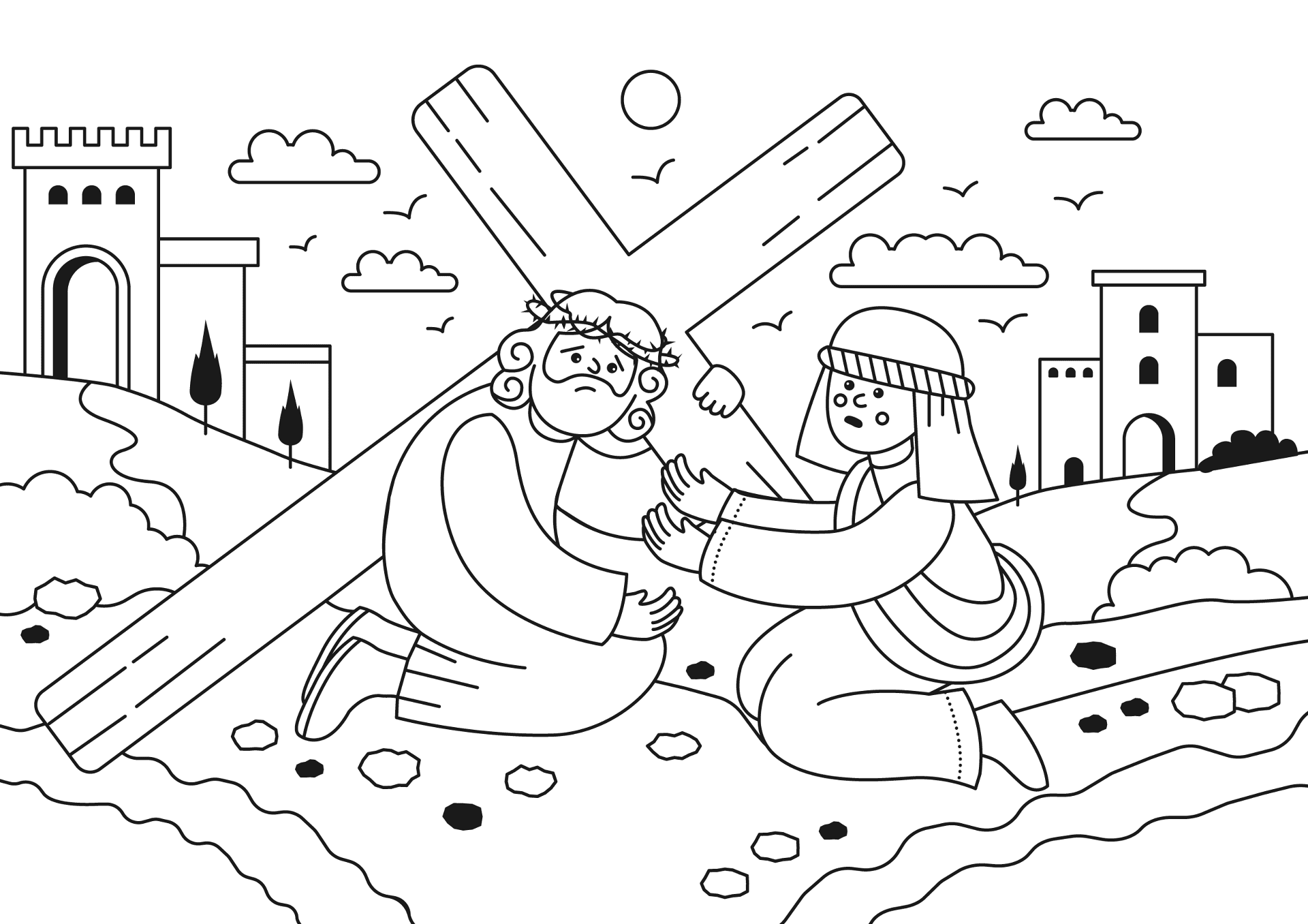 Desenho de Sexta-feira Santa para imprimir