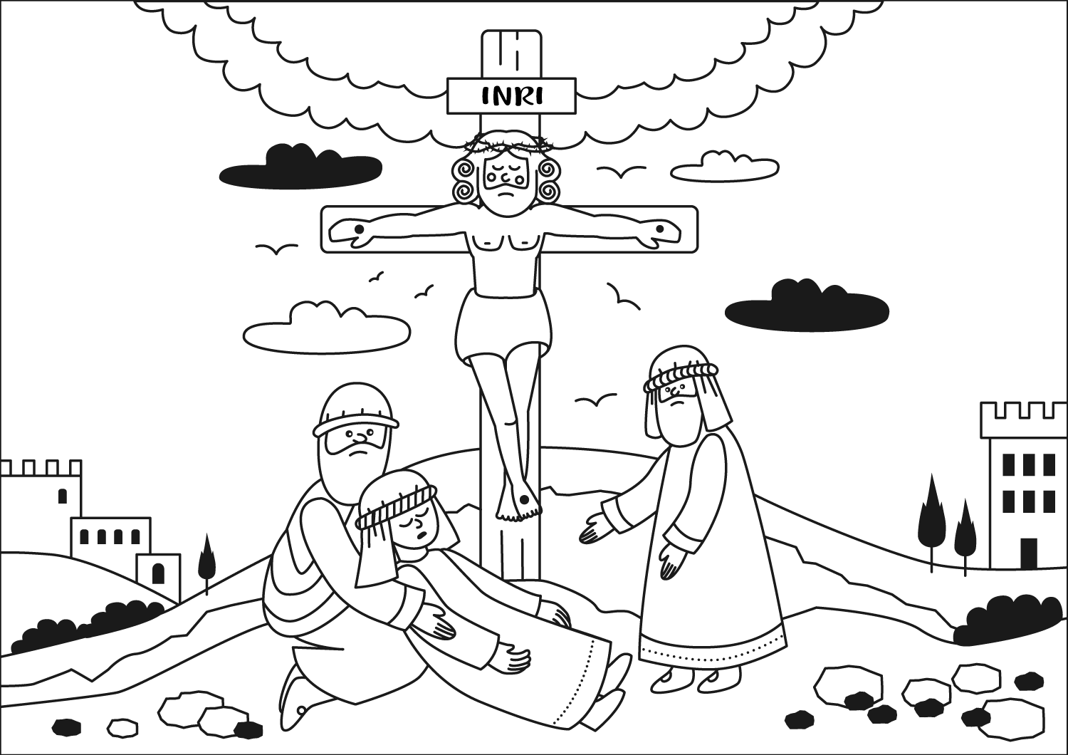 Desenho de Sexta-feira Santa para imprimir