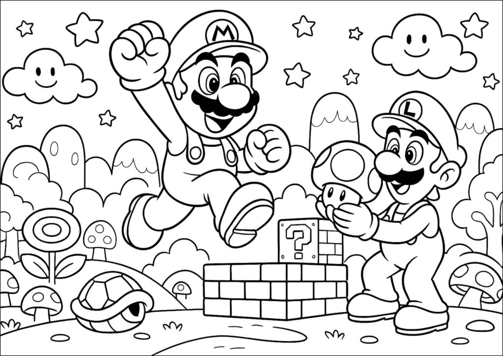 Desenho de Super Mario Bros para imprimir