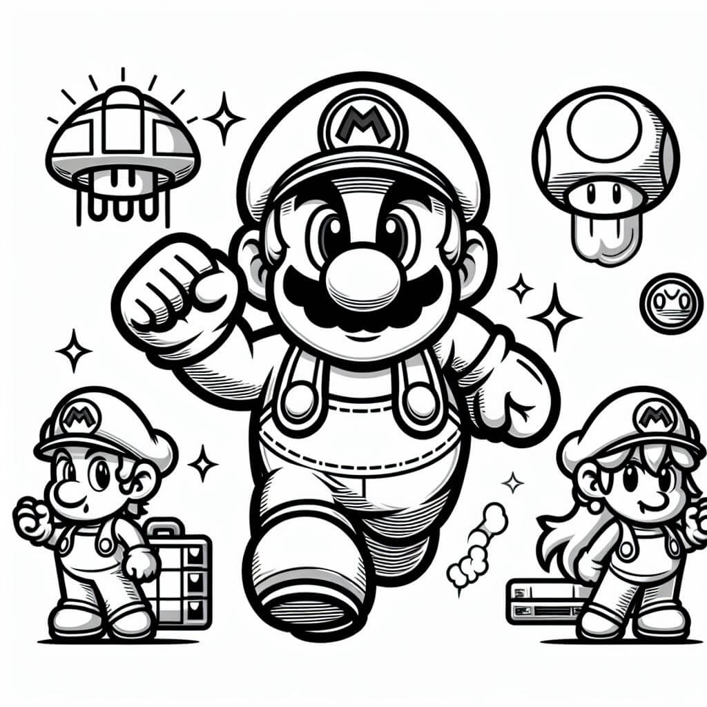 Desenho de Super Mario Bros para imprimir