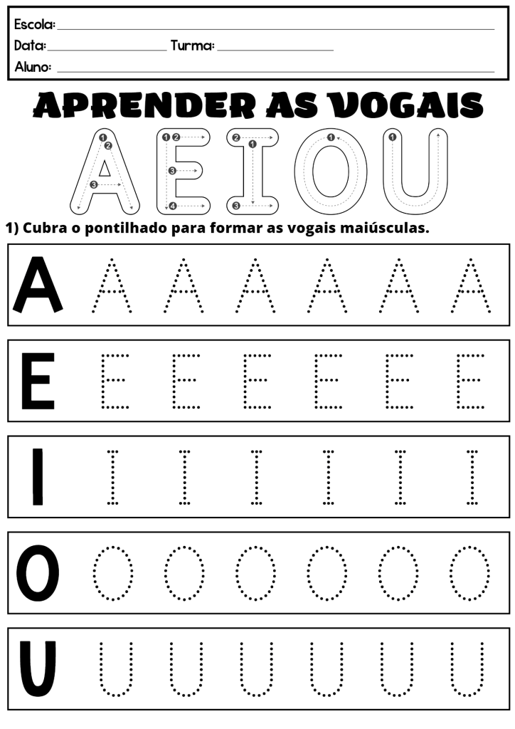 Desenho de Vogais para imprimir
