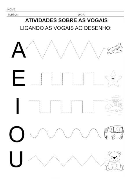 Desenho de Vogais para imprimir
