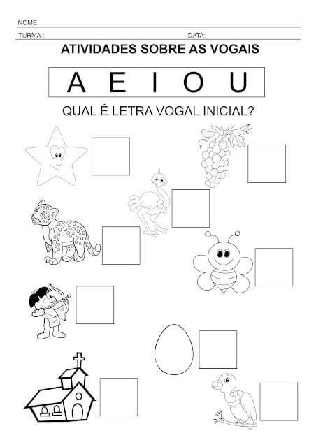 Desenho de Vogais para imprimir