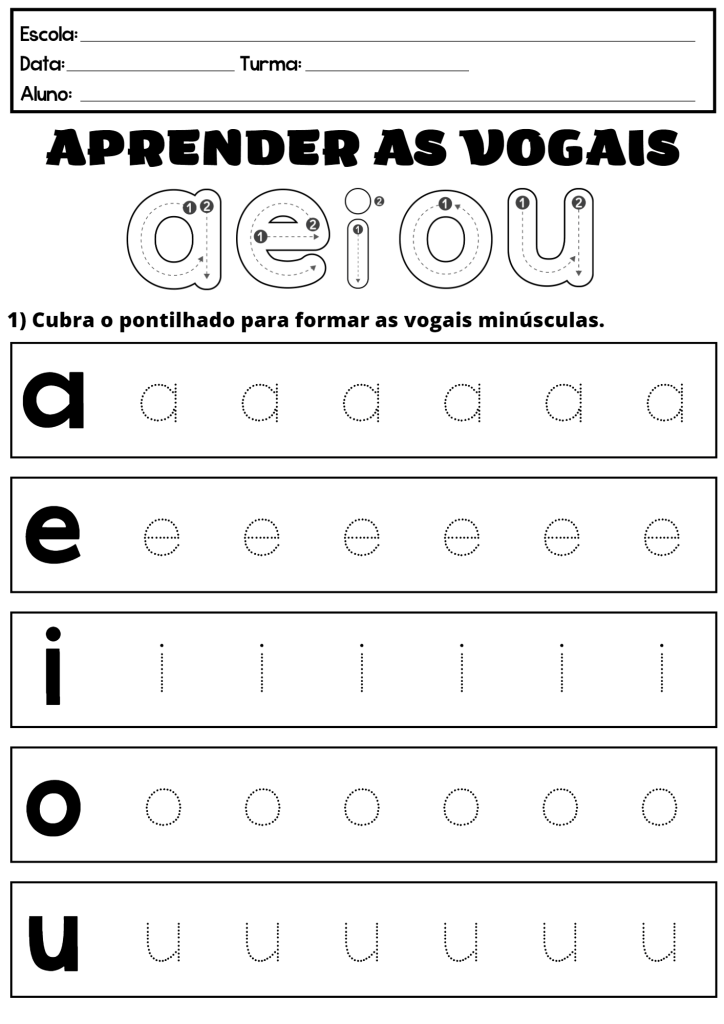 Desenho de Vogais para imprimir