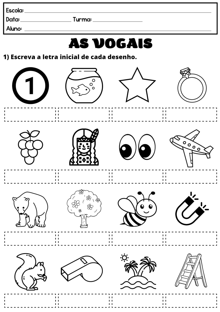 Desenho de Vogais para imprimir