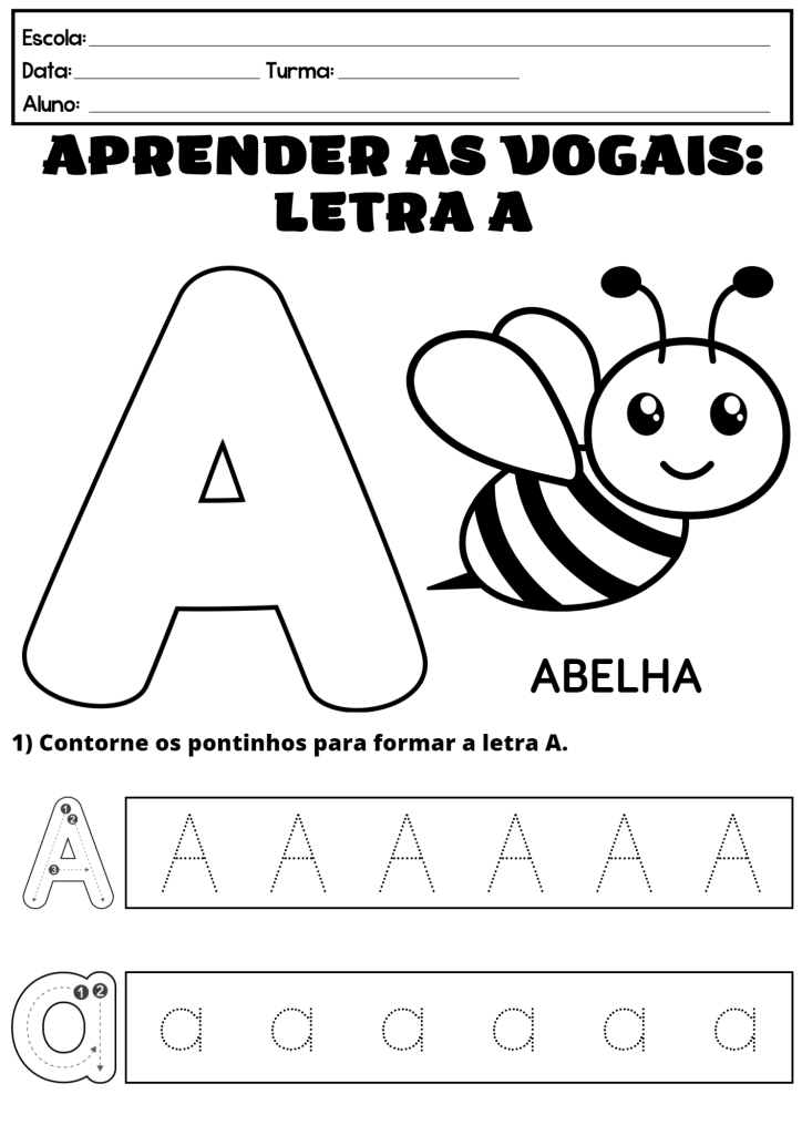 Desenho de Vogais para imprimir
