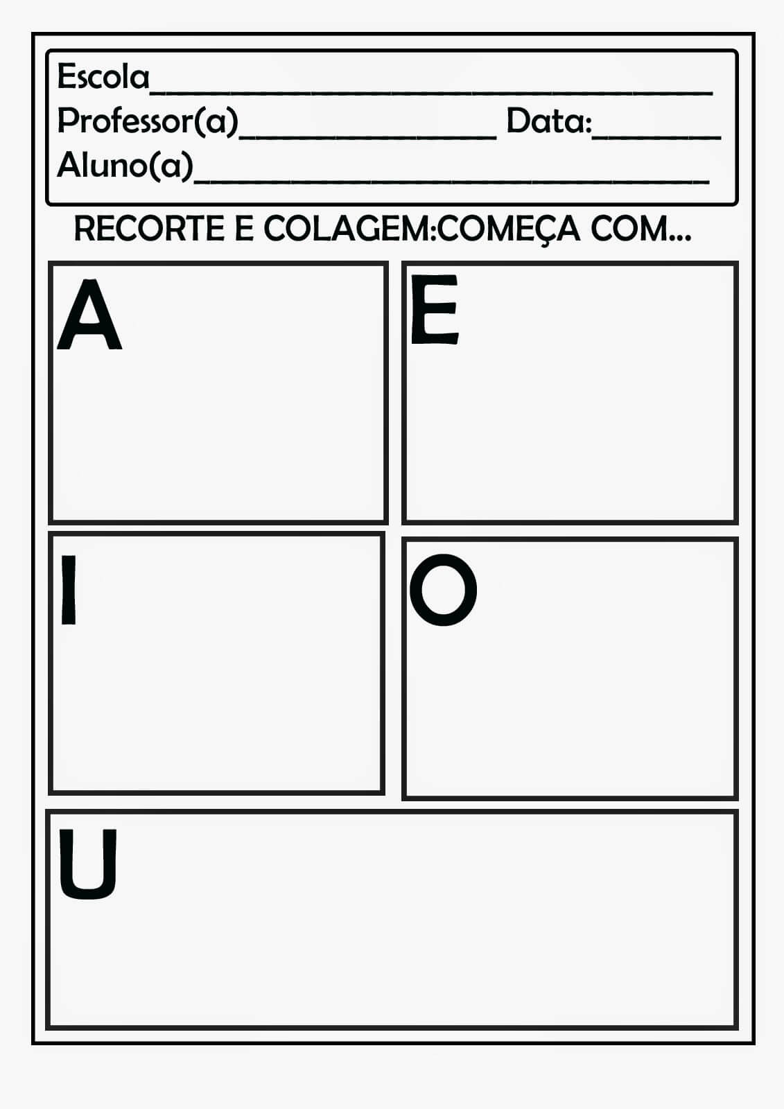 Desenho de Vogais para imprimir