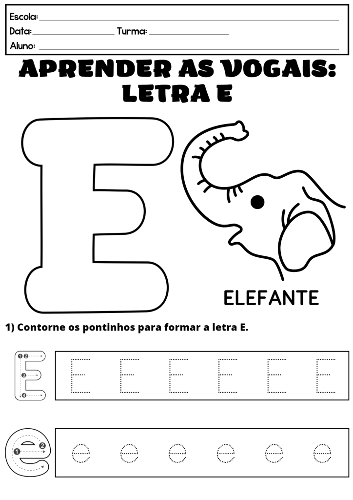 Desenho de Vogais para imprimir