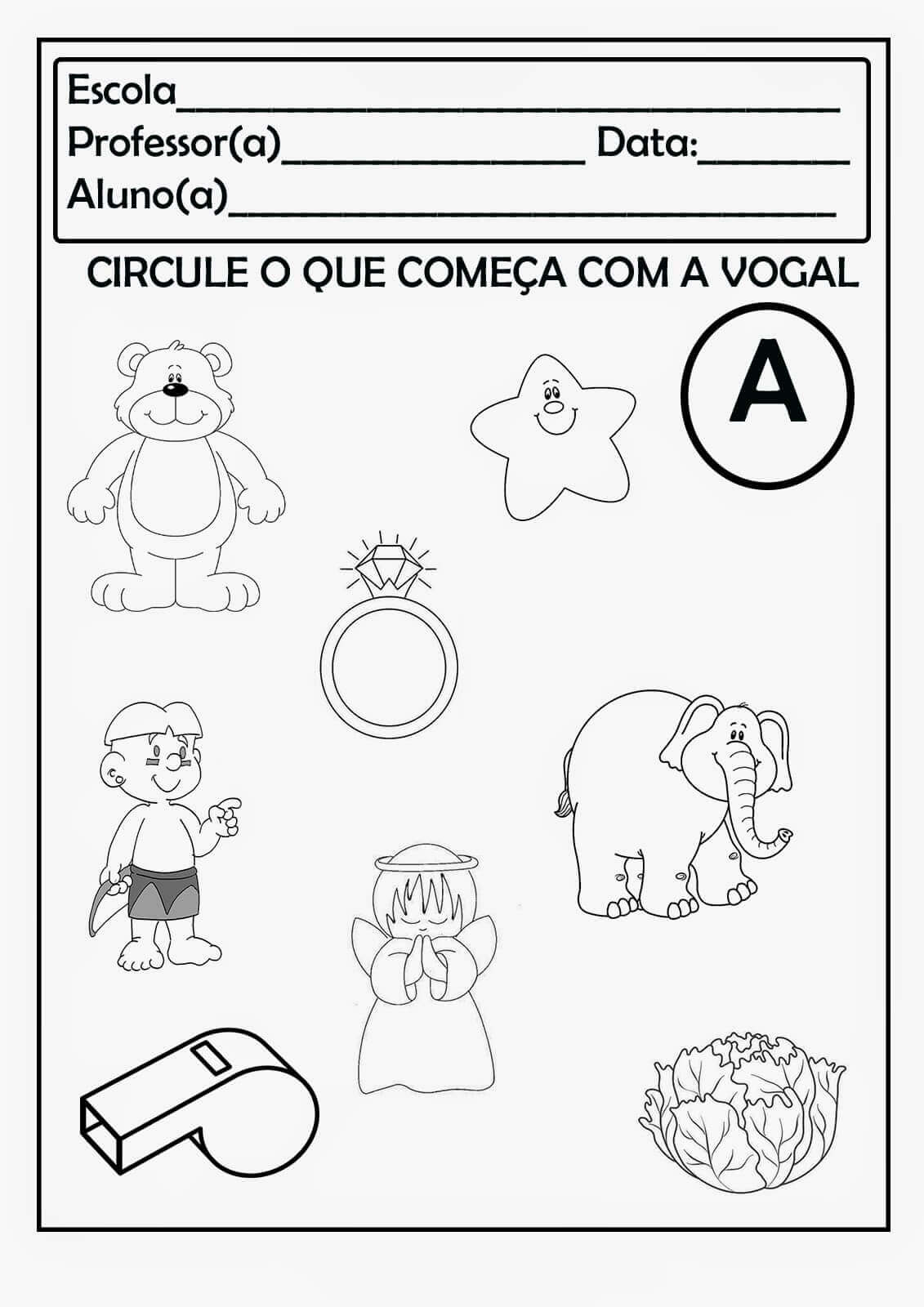 Desenho de Vogais para imprimir