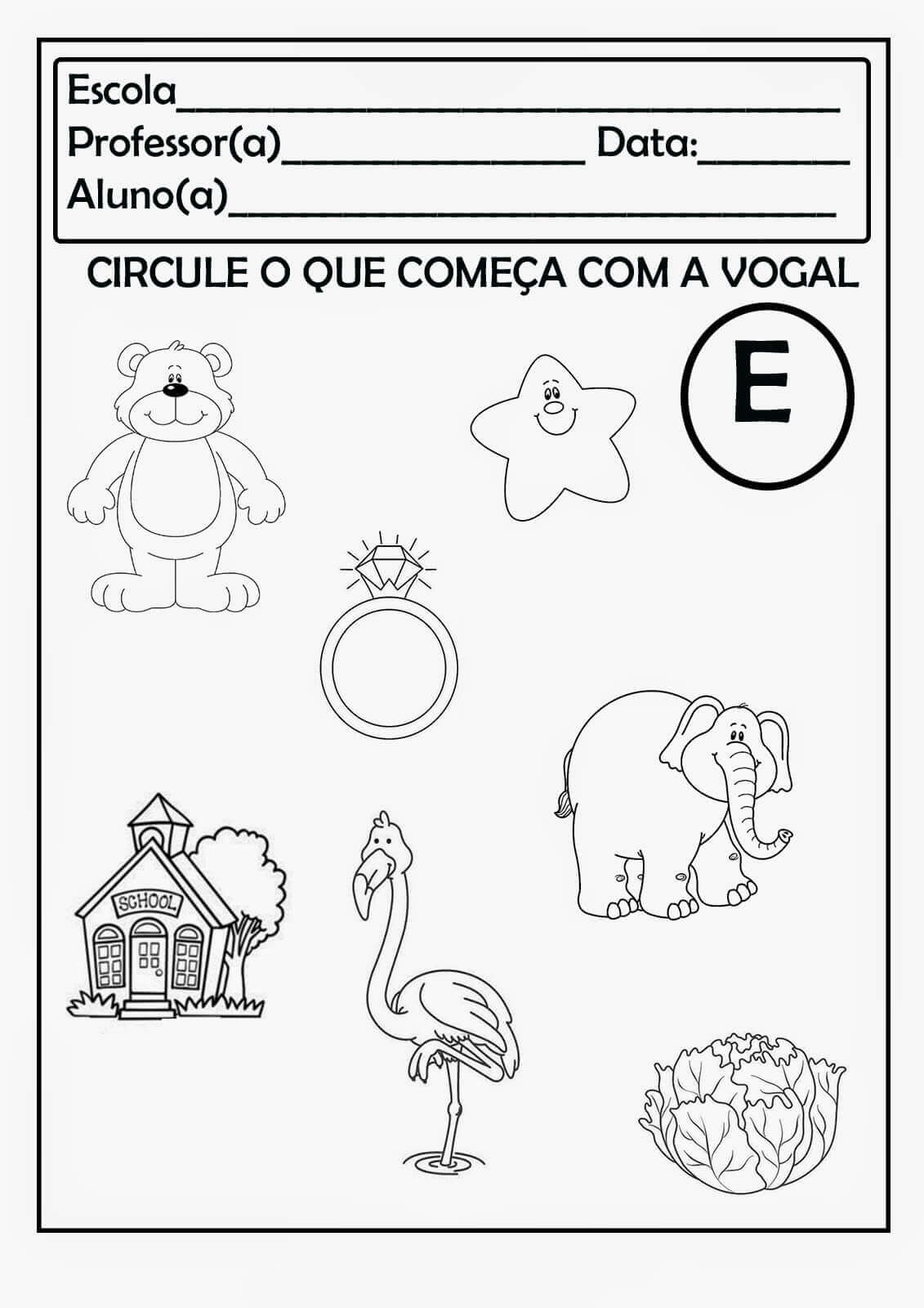 Desenho de Vogais para imprimir