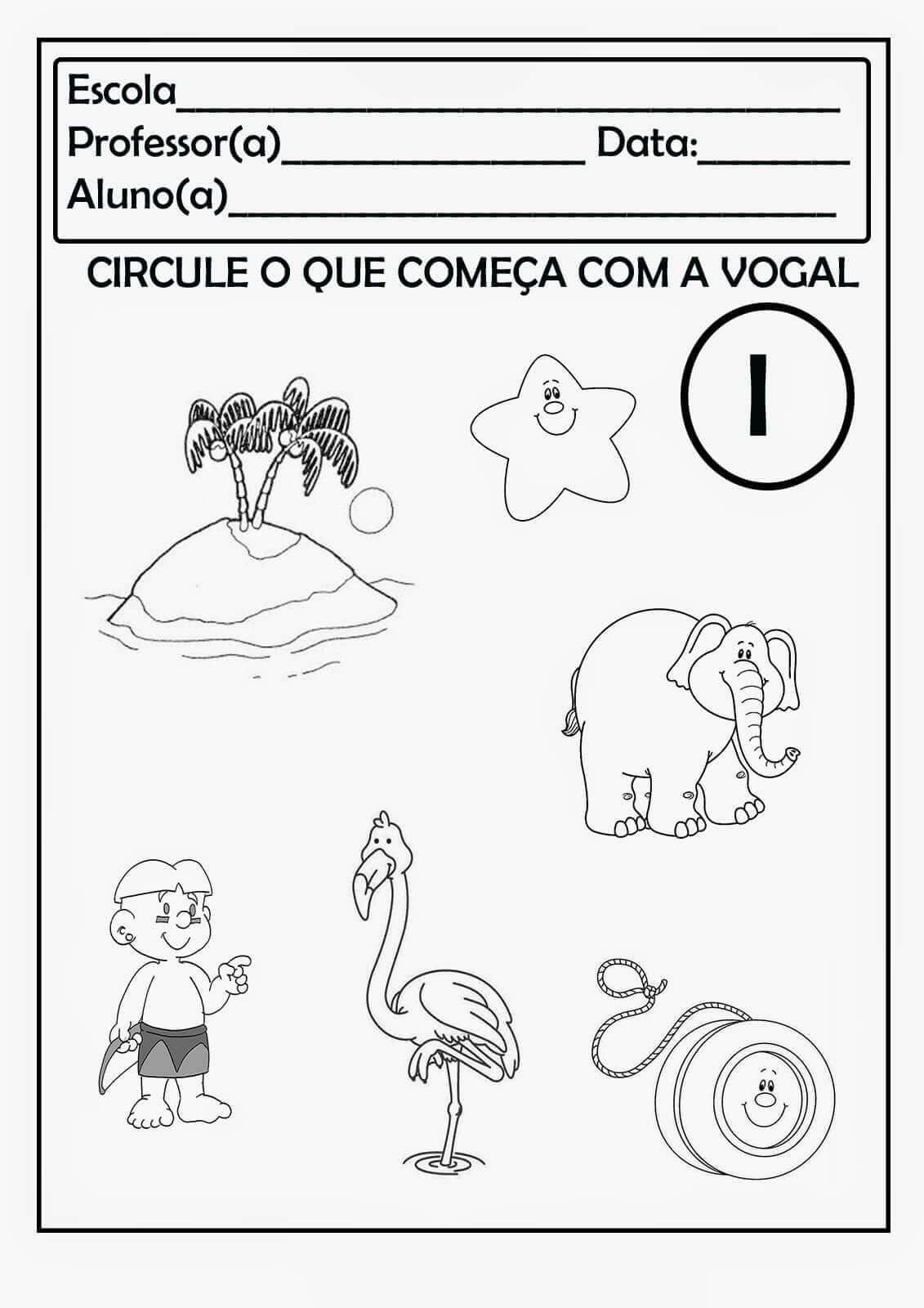 Desenho de Vogais para imprimir
