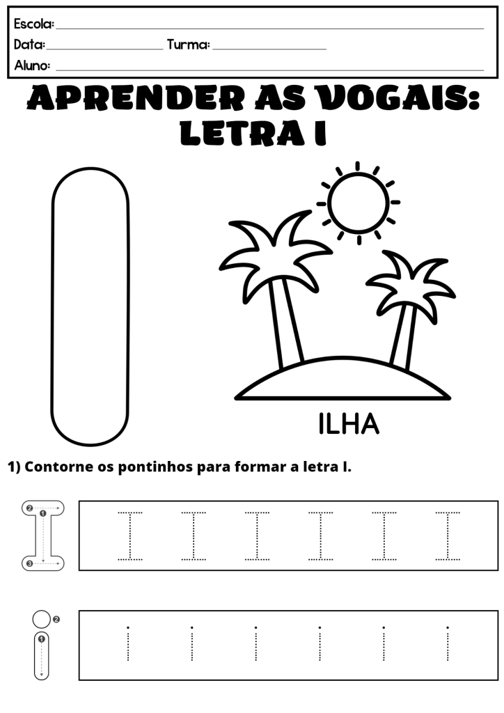 Desenho de Vogais para imprimir