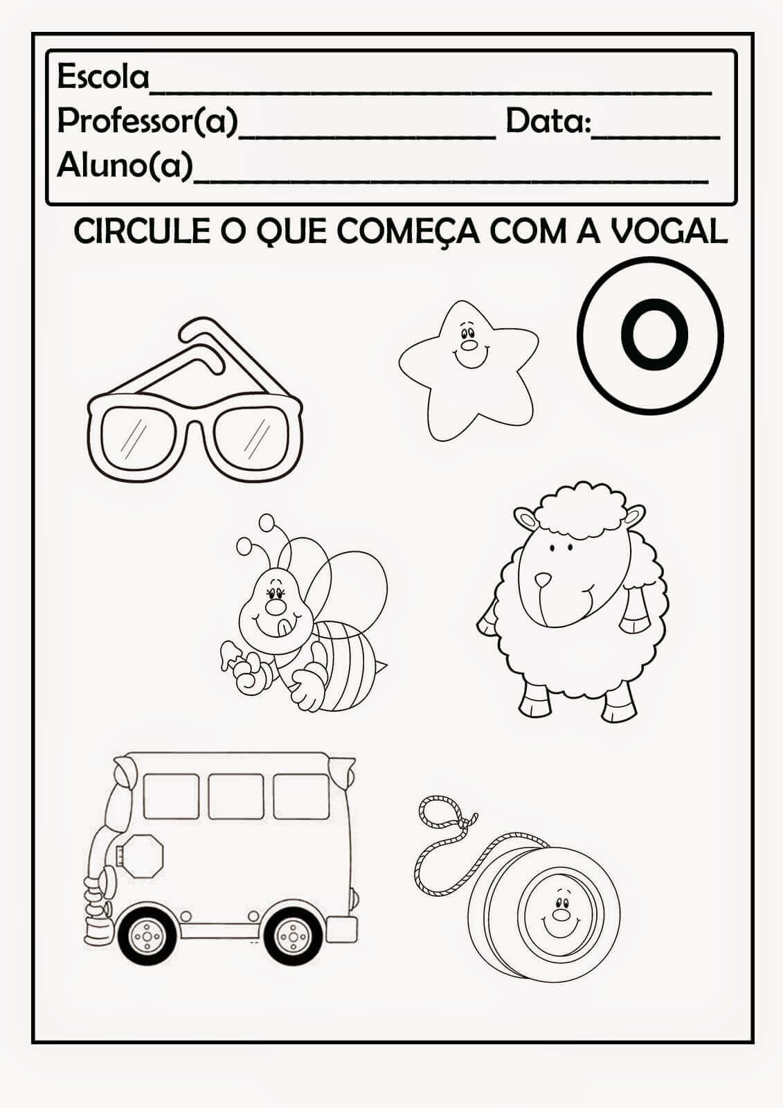 Desenho de Vogais para imprimir