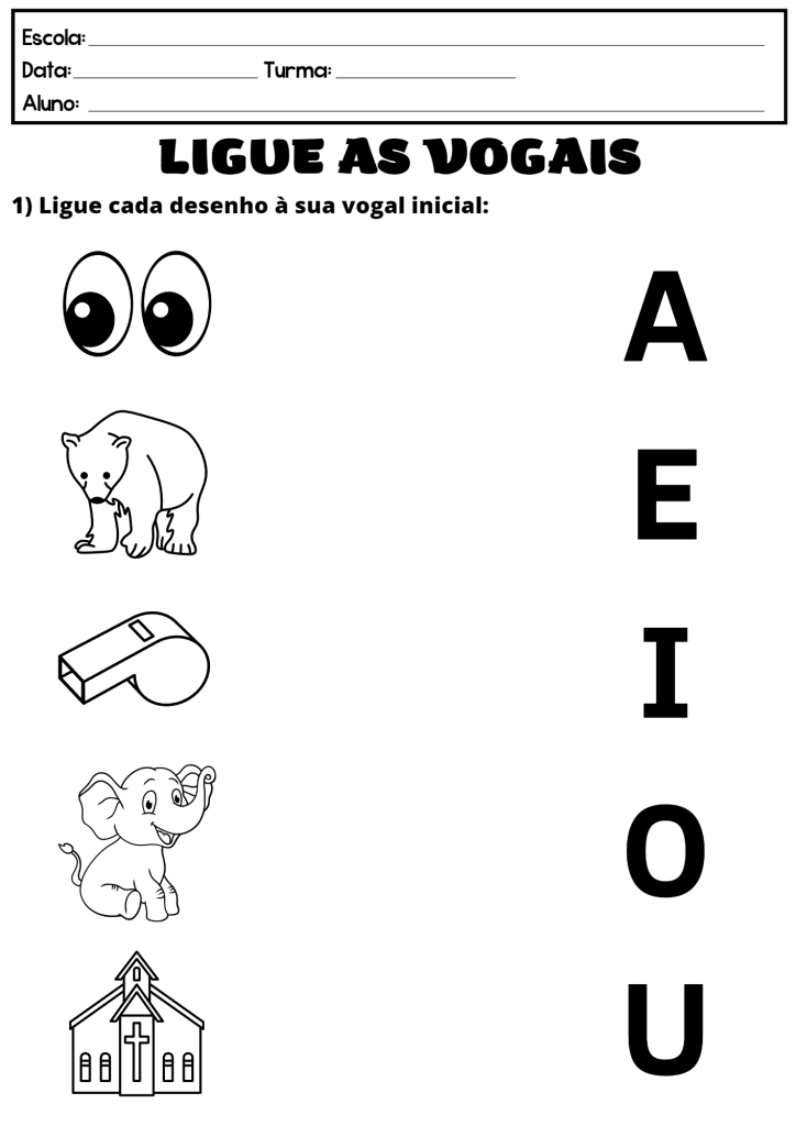Desenho de Vogais para imprimir
