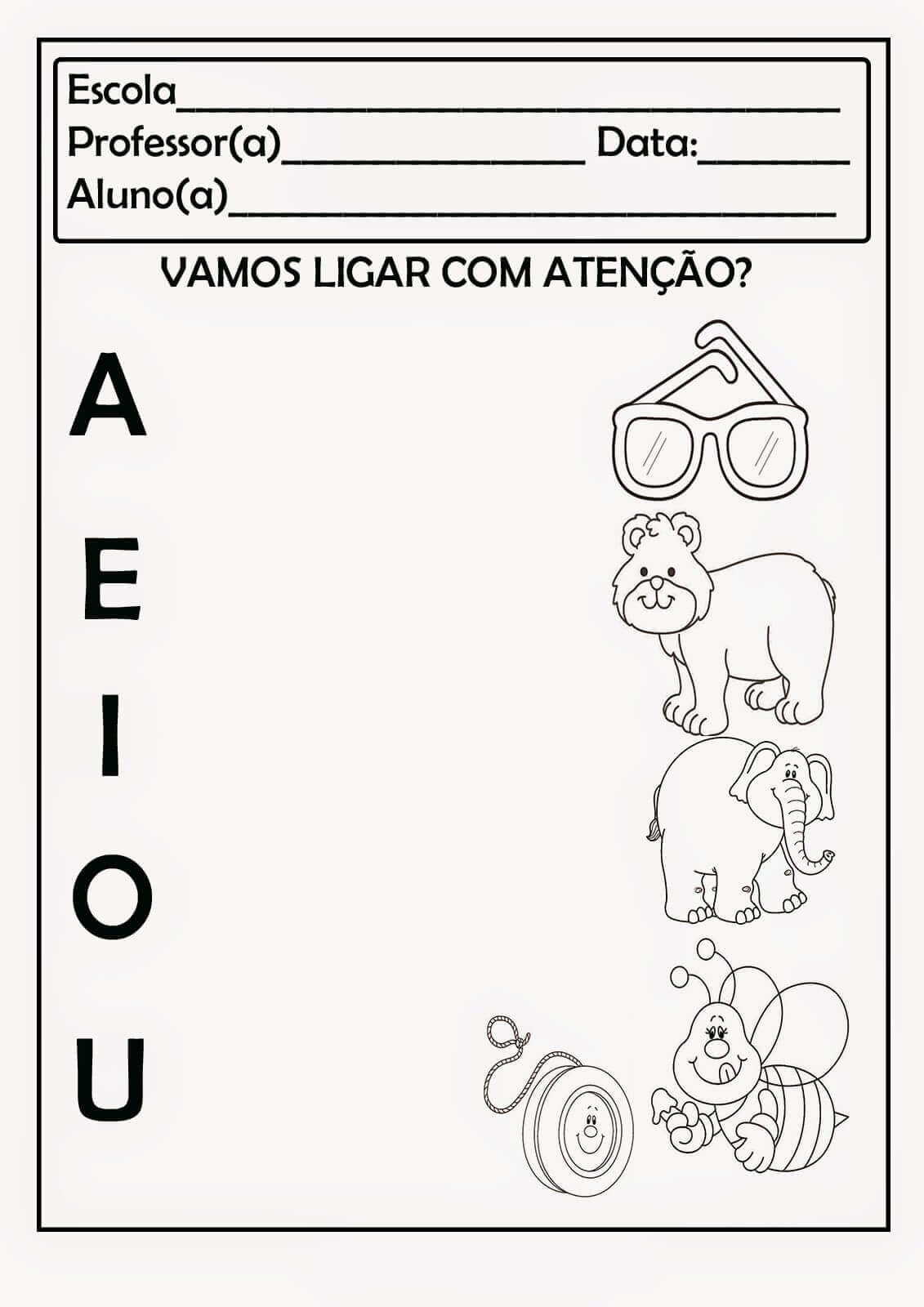 Desenho de Vogais para imprimir
