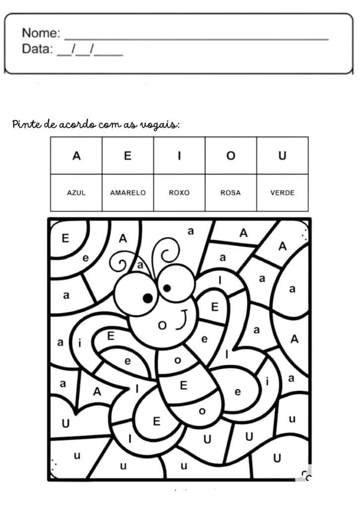 Desenho de Vogais para imprimir