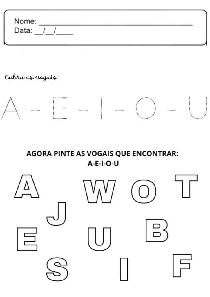 Desenho de Vogais para imprimir