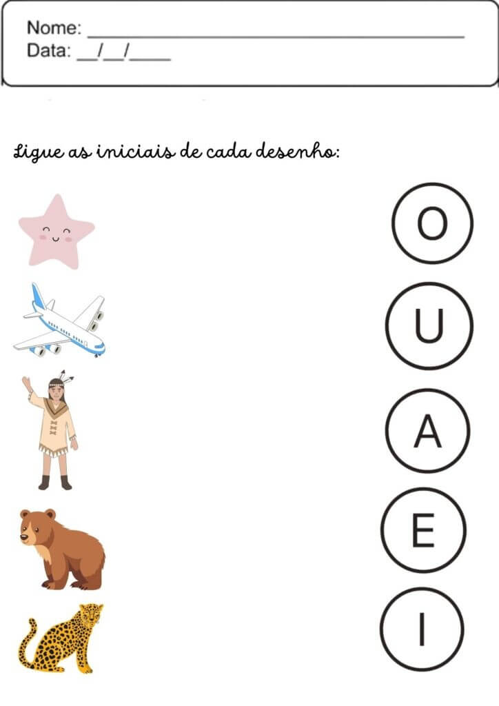 Desenho de Vogais para imprimir