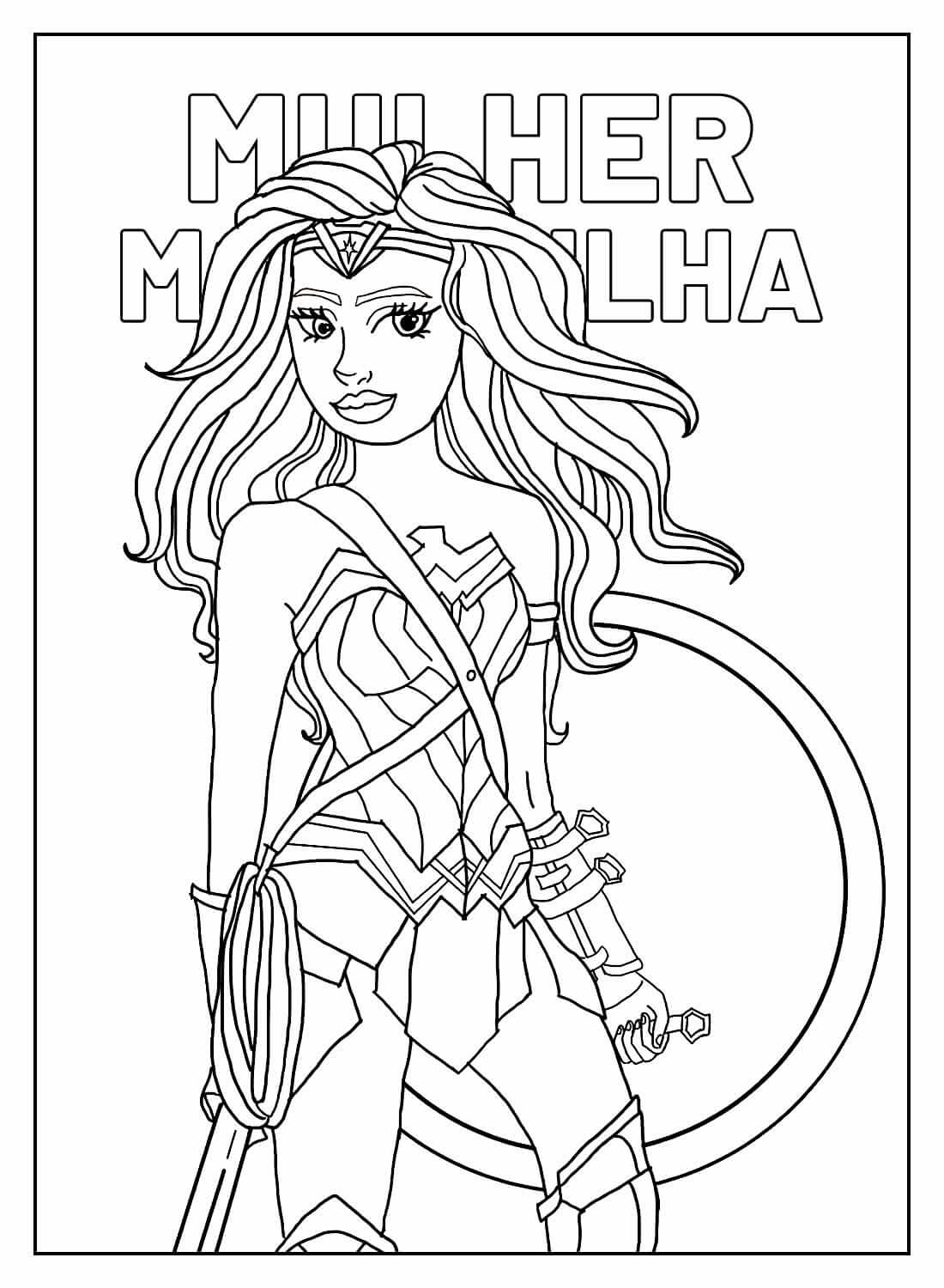 Desenho de Mulher-Maravilha para imprimir