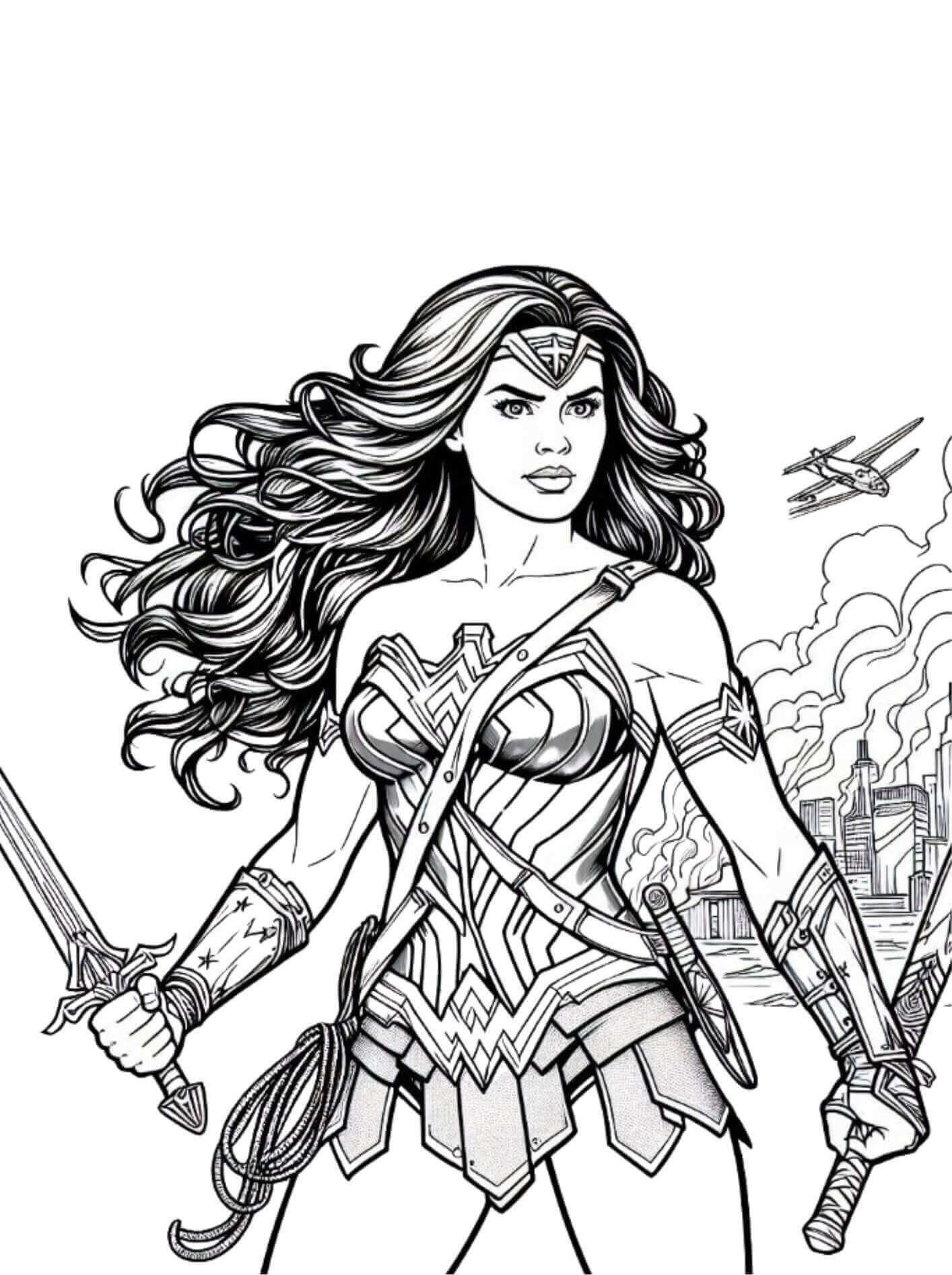 Desenho de Mulher-Maravilha para imprimir