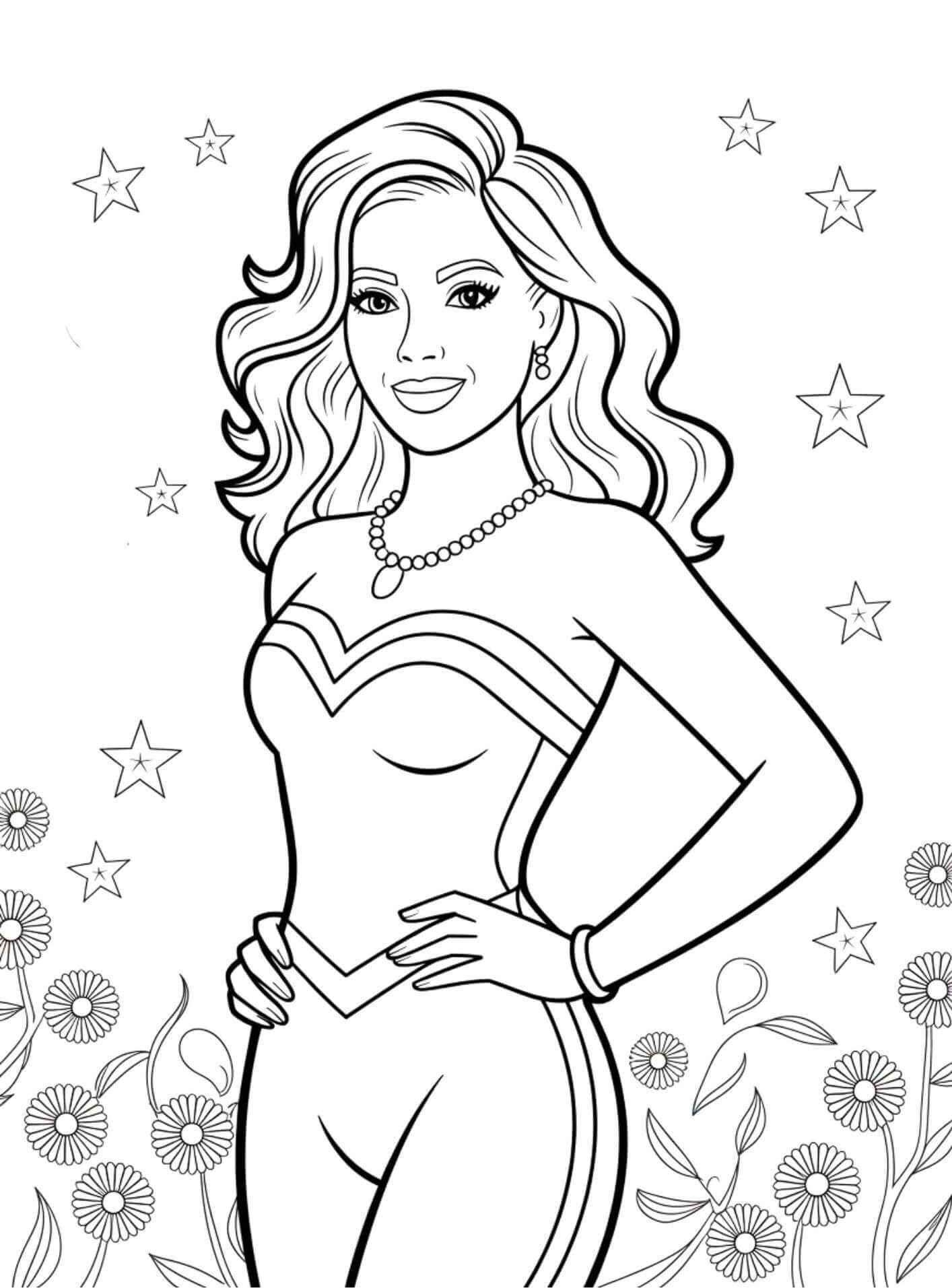 Desenho de Mulher-Maravilha para imprimir