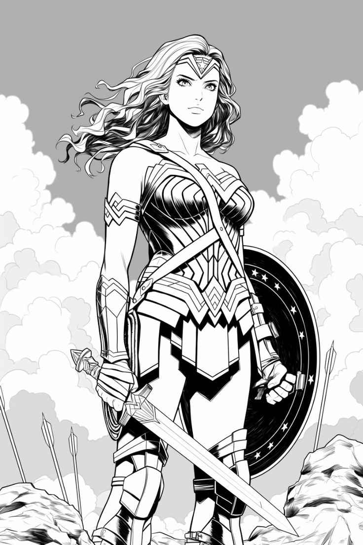 Desenho de Mulher-Maravilha para imprimir