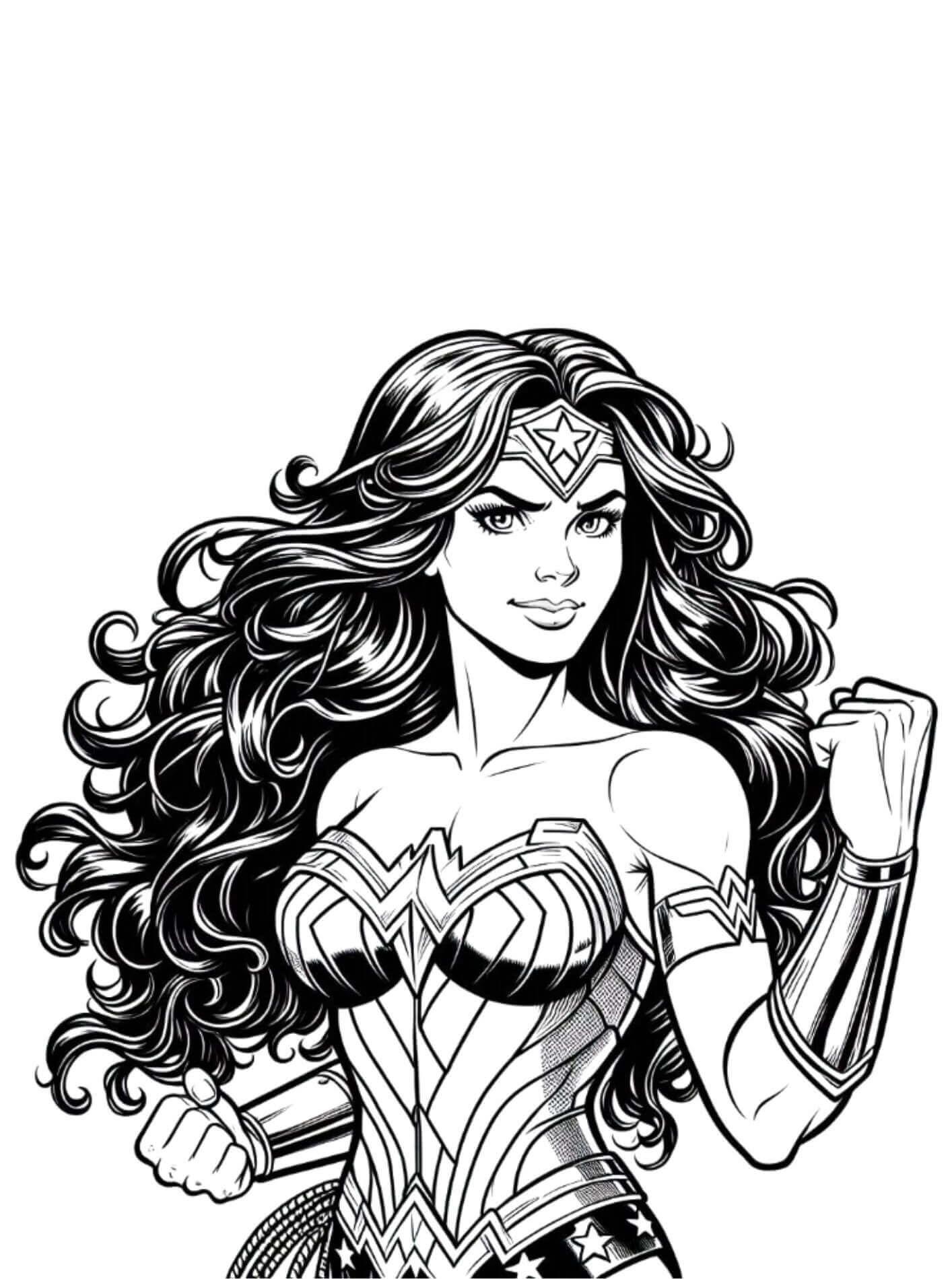 Desenho de Mulher-Maravilha para imprimir