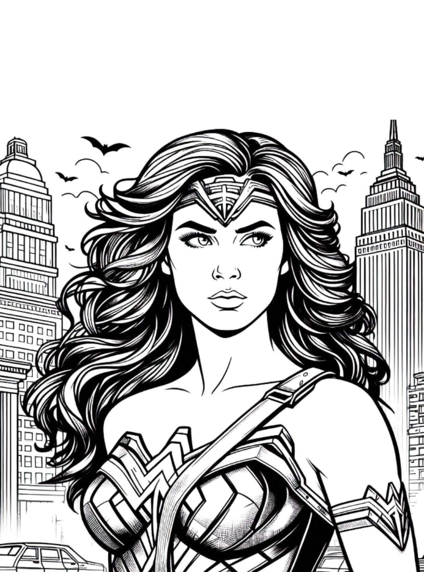 Desenho de Mulher-Maravilha para imprimir