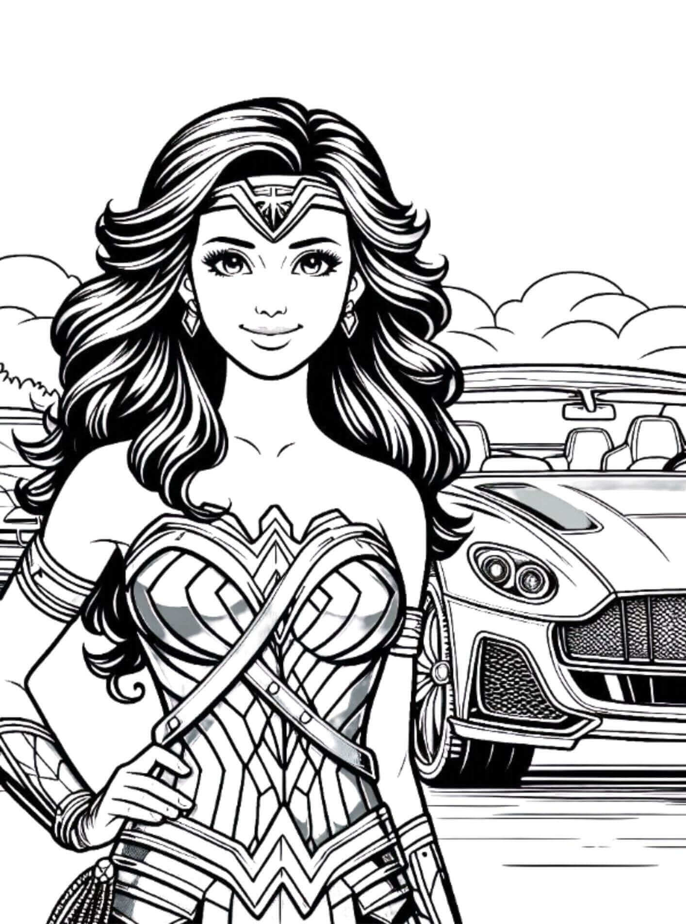 Desenho de Mulher-Maravilha para imprimir