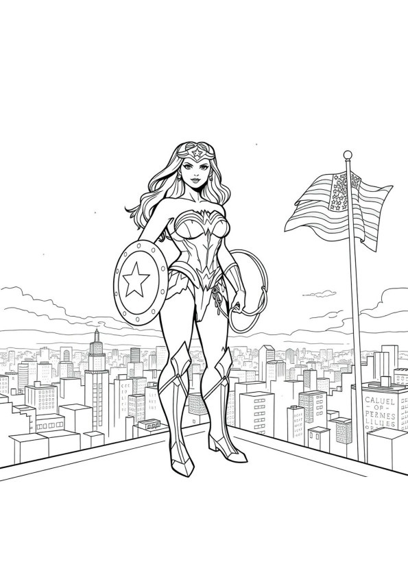 Desenho de Mulher-Maravilha para imprimir
