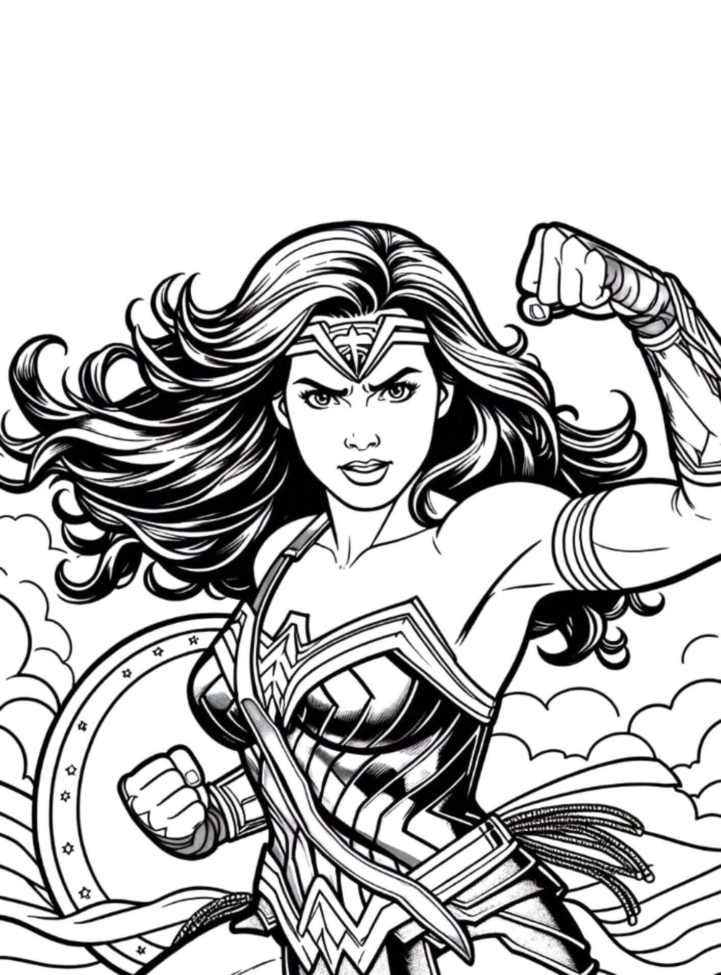 Desenho de Mulher-Maravilha para imprimir