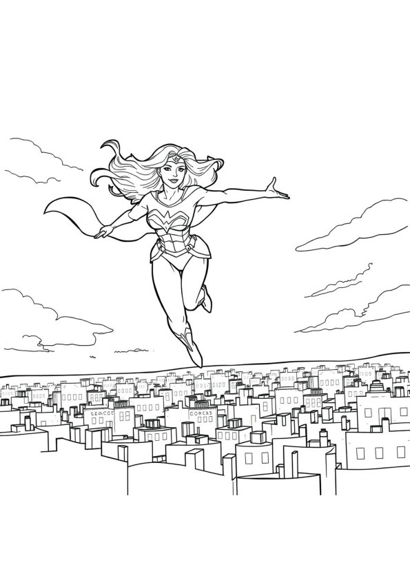 Desenho de Mulher-Maravilha para imprimir