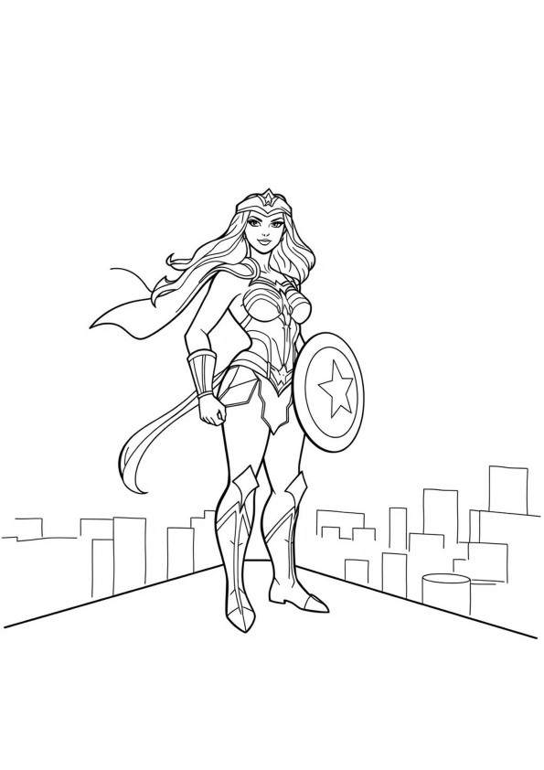 Desenho de Mulher-Maravilha para imprimir