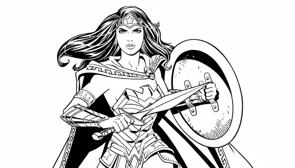 Desenho de Mulher-Maravilha para imprimir