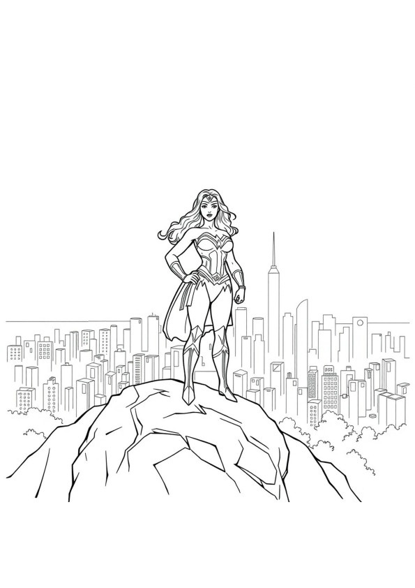 Desenho de Mulher-Maravilha para imprimir