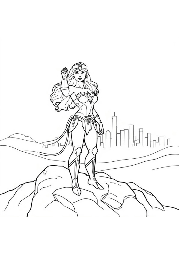 Desenho de Mulher-Maravilha para imprimir