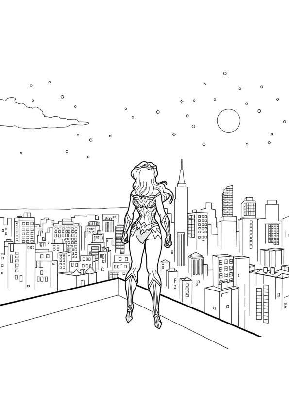 Desenho de Mulher-Maravilha para imprimir