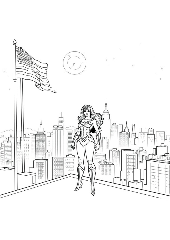 Desenho de Mulher-Maravilha para imprimir