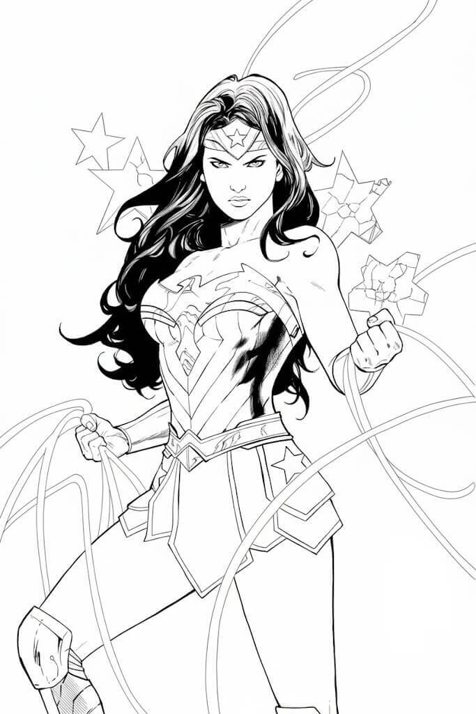 Desenho de Mulher-Maravilha para imprimir