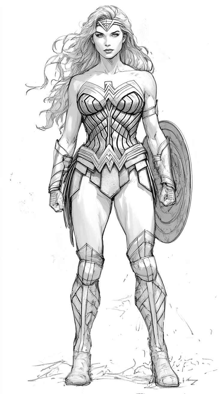 Desenho de Mulher-Maravilha para imprimir