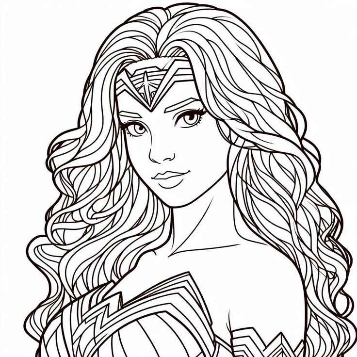 Desenho de Mulher-Maravilha para imprimir